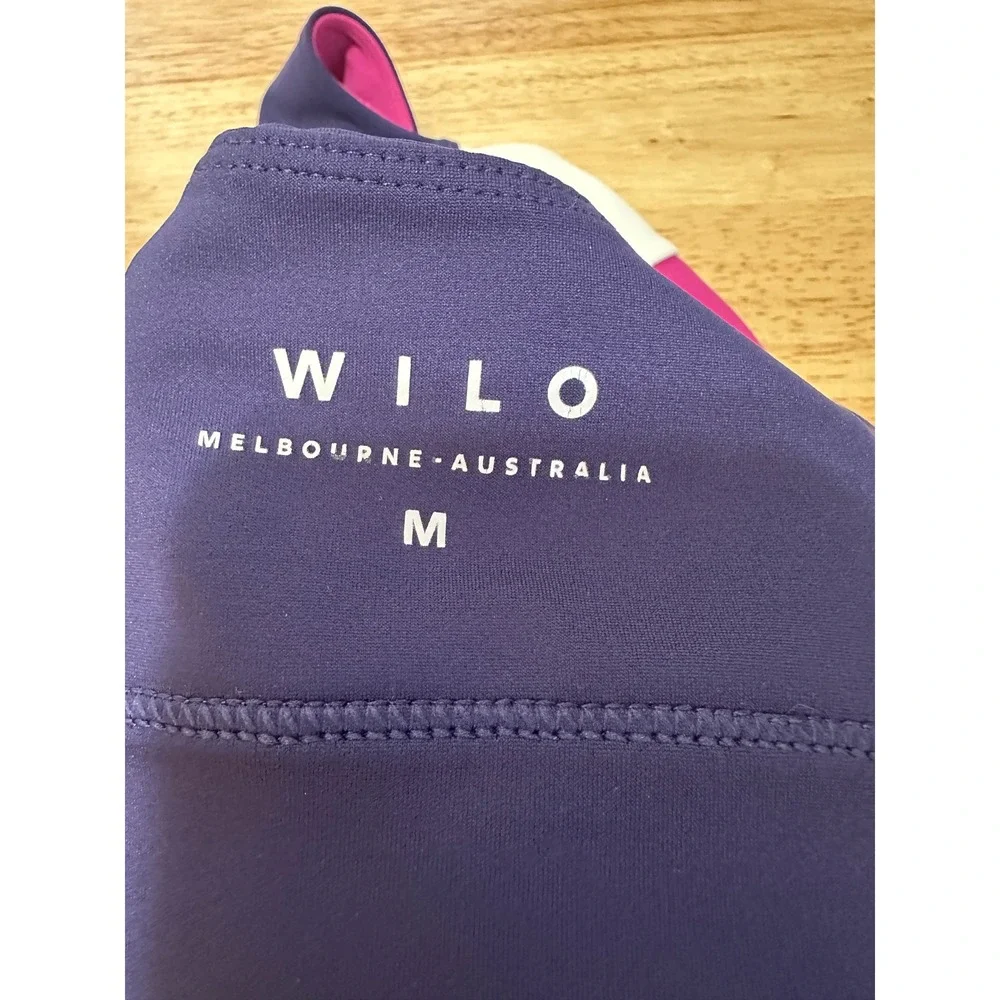 WILO the Label Color Block Sports Bra Top Size Medium Purple Pink White Athletic